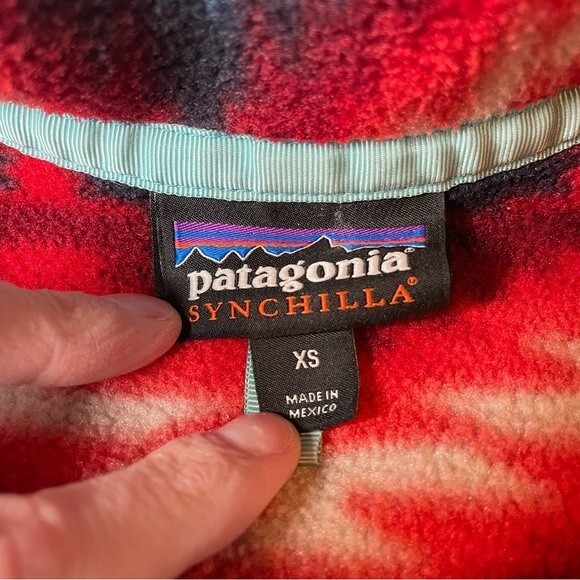 Patagonia Synchilla Quarter Snap-T Wild Desert Red Aztec Fleece XS Extra Small - Picture 6 of 11